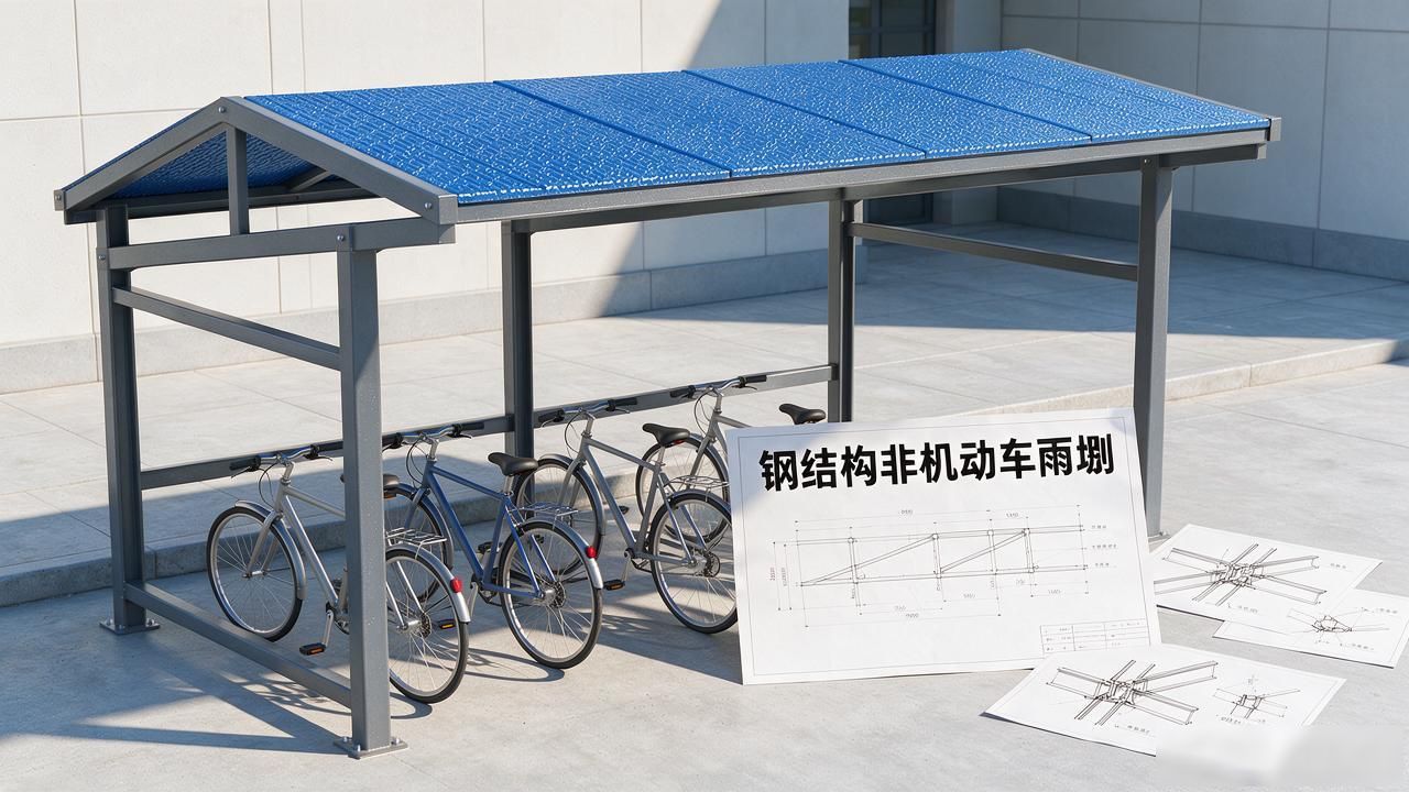 现代雨棚 非机动车棚 钢结构雨棚 施工图_雨棚钢结构cad_钢结构玻璃雨棚 施工图