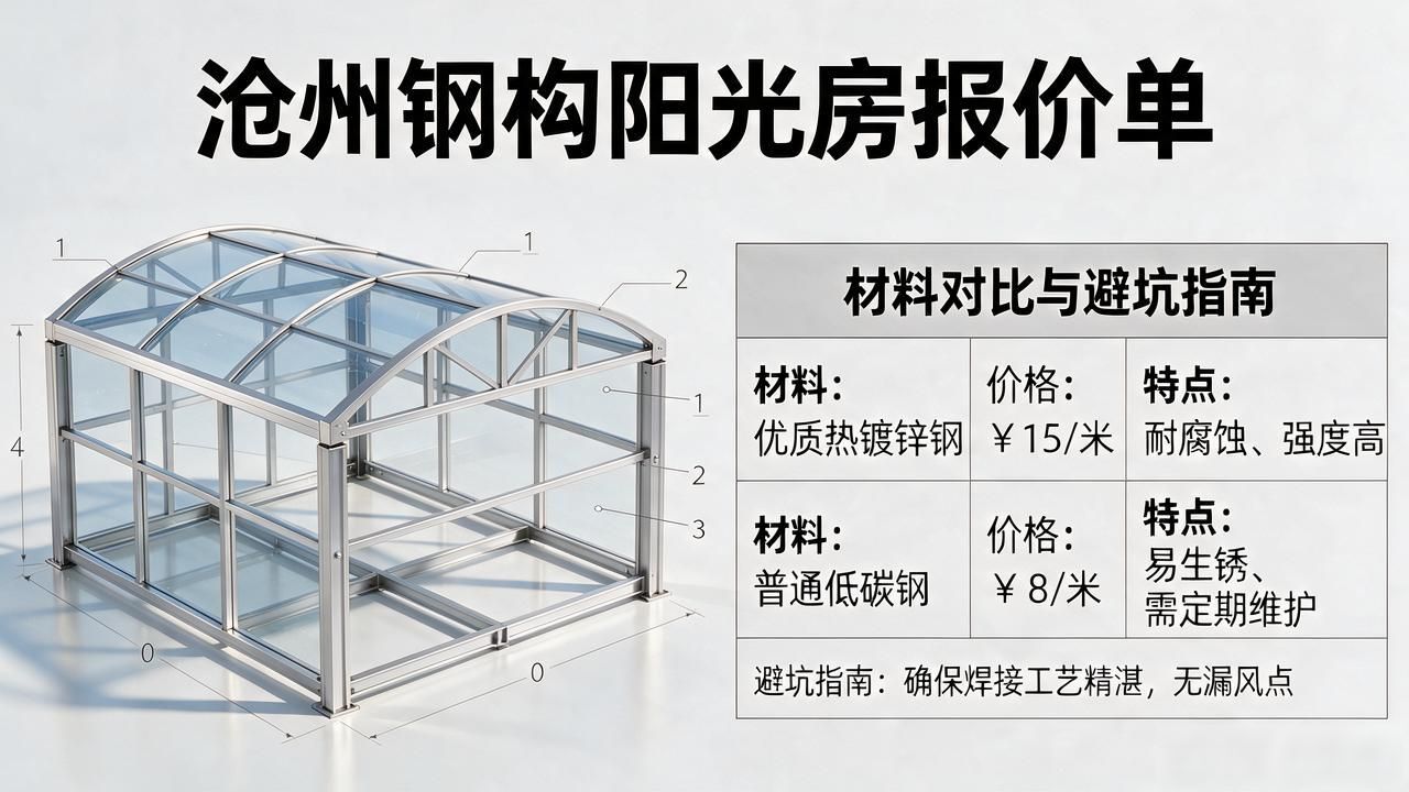 沧州阳光房价格_铝合金框架vs钢结构_钢构阳光房报价单